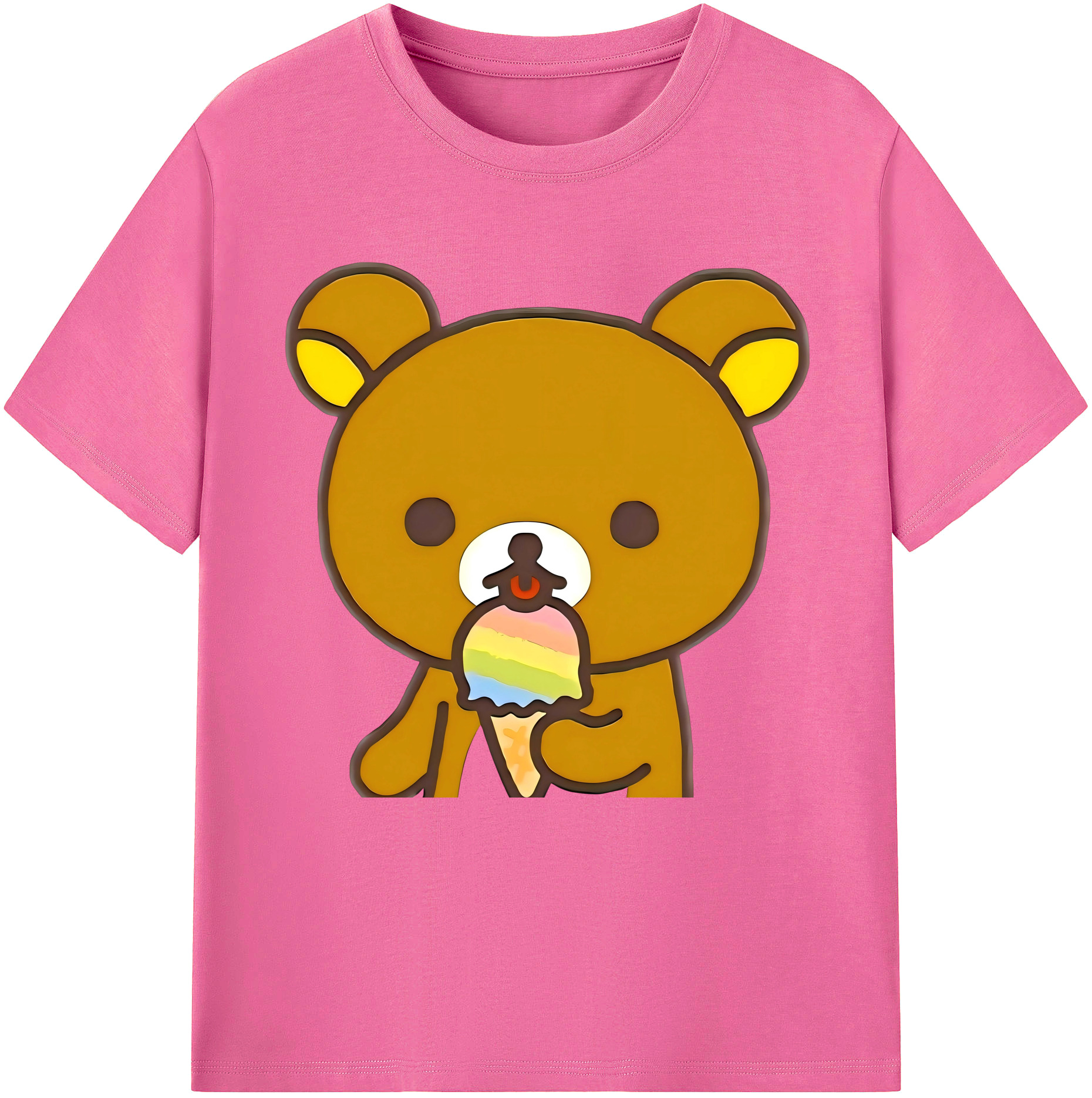 （画像用） リラックマ リラックマ キイロイトリ Rilakkuma Korilakkuma Kiiroitori レディースカジュアルプリントTシャツ（綿100％）